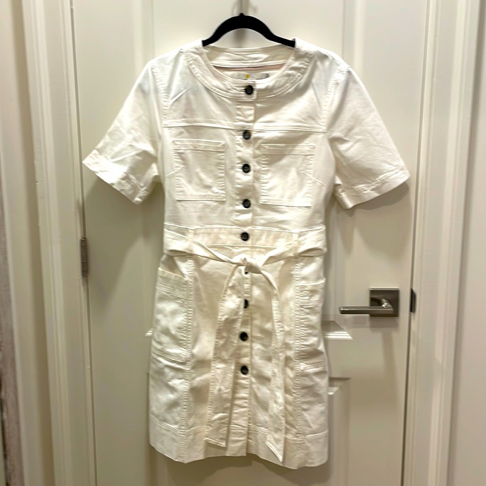 Boden White Belted Cargo Dress